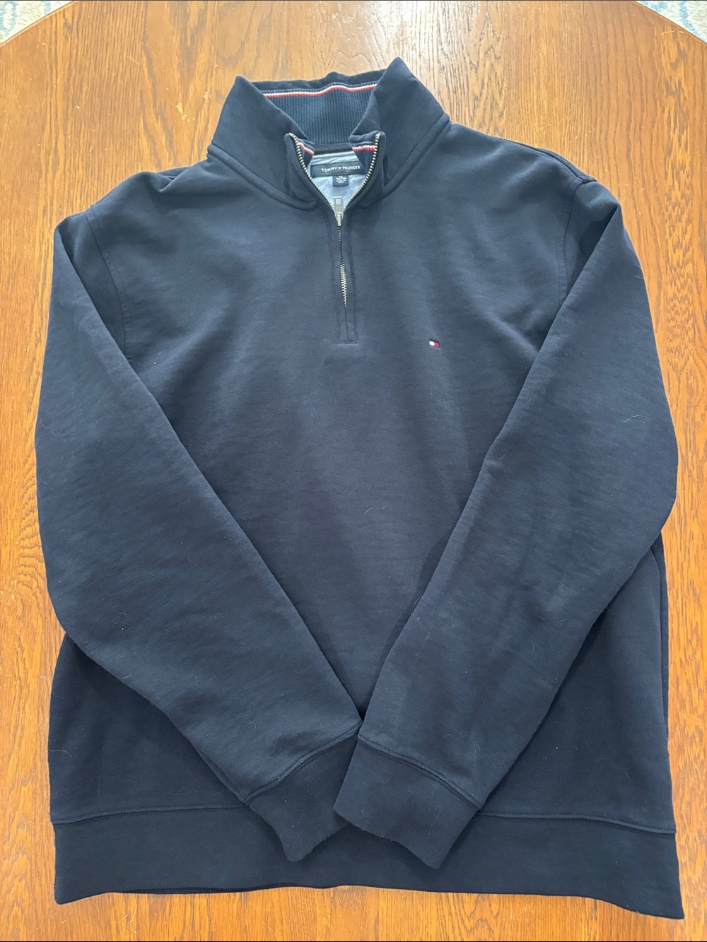 Tommy Hilfiger Navy Half-Zip Pullover with Flag Logo